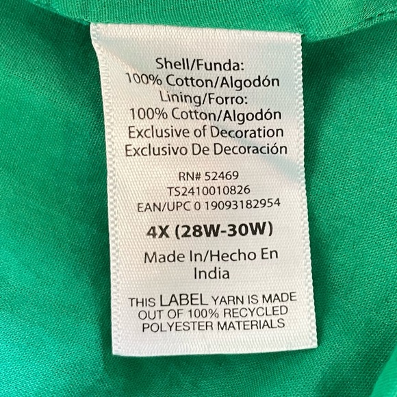 Terra & Sky Off The Shoulder Dress Women’s Plus Size 4X Green Tropical Ruffle - Picture 13 of 14